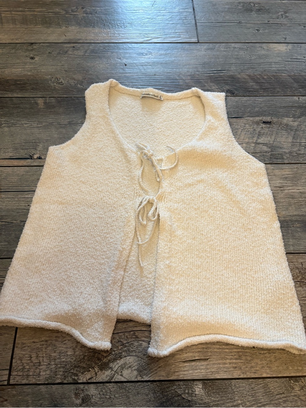Cozy Cream Knit Tie-Front Tank Top Abercrombie